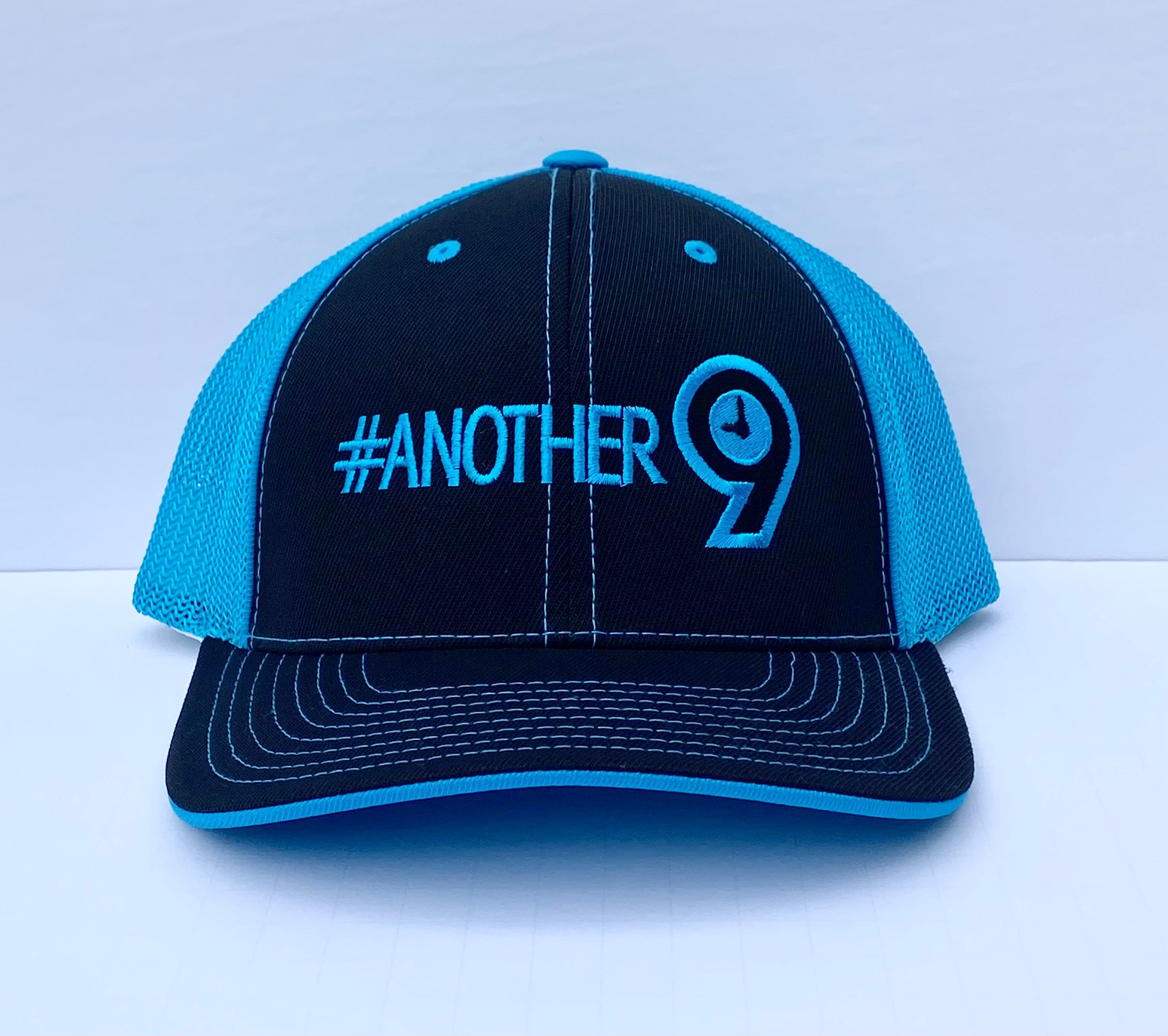 #ANOTHER9 Flex Fit Black & Neon Blue
